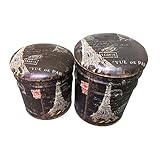 クロシオ ペール缶スツール 大小2個組 小幅28cm 大幅30cm エッフェル塔 レトロ調 収納スツール 025803