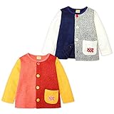 (ネイビー/90cm)ベビー服 女の子 アウター カーディガン 長袖 Moujonjon ムージョンジョン ニットソー ケーブルジャガードキルト 裏起毛 配色切替 女児 ベビー