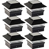 Solar Power Square Outdoor Deck 4x4 PVC Fence Post Light (Black, 6 Pack) [並行輸入品]