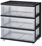 チェスト 衣類収納 クローゼットワイドチェスト3段 同色2個入 ブラック キャスター付