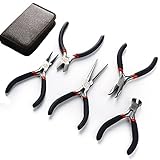 TotaLohan ペンチセット5個入り 丸口&ラジオペンチ&ニッパー&先曲り&喰切り 収納ケース付 ステンレス アクセサリー用