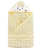 エルフ ベビー(Fairy Baby)ベビーおくるみフード付き 新生児用布団 ブランケット 冬厚い 可愛いうさぎ 水玉プリント イエロー