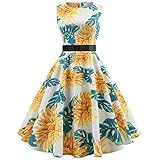 YOKINO ワンピース 女性ドレスノースリーブ Ａラインミュージックワンピース 78年代ベルト付き レディーズ 着痩せ ノースリーブ 豪華 セクシー ハイウエスト 　結婚式 披露宴 二次会 パーティ