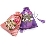 Huele 2個ハンドメイド生地巾着シルク巾着ポーチジュエリーバッグビームポート