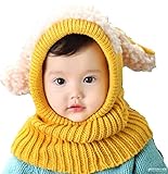 ネックウォーマー一体型 耳まであったか 子供 ニット 帽子 選べるカラー 5色 ウサギちゃん 防寒 ニットキャップ ベビー ＆ キッズ (イエロー)