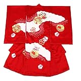 えくぼちゃん(ekubochan) 日本製 お宮参り正絹女児祝着（絞り刺しゅう/あか）