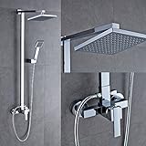 Rovateクロム温度調節バーミキサーシャワーバルブタップバスルームRainfallハンドシャワーセット シルバー JcN5#ROVATE#NVT802