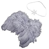 Refaxi 新生児の天使の羽とヘッドバンド衣装写真の写真プロップの服装（グレー）