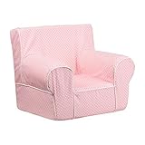 Offex OF-DG-CH-KID-DOT-PK-GG Dot Kids Chair with White Piping, Small, Light Pink [並行輸入品]