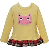 2016年 秋冬 UZUCHAT ウズチャット アップリケ 裾チェックフリル 長袖Ｔシャツ UZULAND ウズランド イエロー◇110cm