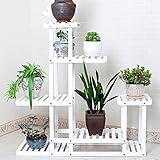 フラワースタンド フラワースタンド 木製 - 白いフラワーラックソリッドウッドフラワーラックマルチフロアポットシェルフヨーロッパスタイルのマルチミートフレームバルコニーのリビングルームグリーンラディッ