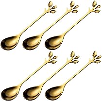 24金メッキ ティースプーン 6本　葉の模様　アンティーク 24金メッキ ティースプーン 6本 葉の模様 アンティーク