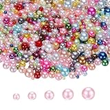 PATIKIL 穴なしパール ビーズ 3 mm 4mm 5mm 6mm 8mm 約1000個 プラスチック模造真珠 アクセサリーパーツ アートクラフト 宝石メイキング ネイル ネックレス 手芸 DIY用 マルチカラー