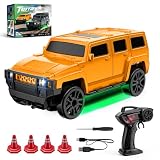 ラジコンカー こども向け オフロード ジープ デスクトップミニドリフト RCカー 1:64スケール おもちゃ小型 USB充電式 LED搭載 操作簡単 玩具 子供 車 の オモチャ 贈り物 (E86イエロー)