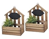 黒板付木製ハウス型プランターS ブラウン 180×100×210Hmm 3227-B-BR 2個セット