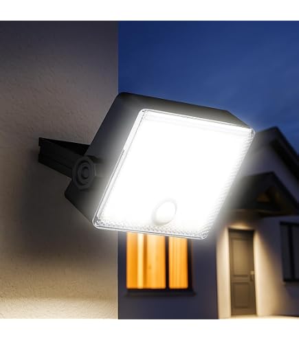 Motion Sensor Flood Lights Outdoor,10W Induction LED Lamp, IP65 Waterproof Spotlight,6500K LED Sensor Light,Security Light with US 3-Plug (Daylight White-Black