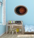 36 "舷窓インスタントOuter Space Ship Window View Planet Mars # 1楕円形リベット壁デカール子供ステッカーベビールームホームアート飾りden Mural M