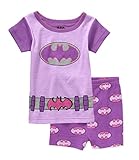 DC Comics Batgirlベビー女の子2ピースシャツ&ショーツパジャマセット カラー: パープル