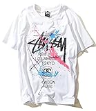 STUSSY ステューシー 大人気 メンズTシャツ 半袖 カジュアル (M, ホワイト) [並行輸入品]