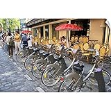David R。Frazier壁Peel壁アートプリントAラックのレンタル自転車がVelib、AバイクTransitシステムの一部というタイトルのフランス、パリ 48" x 32" 2177972_1