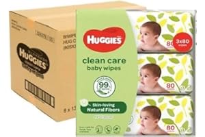 Huggies Clean Care Baby Wipes, 80ct (Pack of 12)