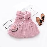 Pojour ベビー服 子供服 女の子 冬秋 防寒 厚い無地コート 可愛いベスト 厚手 フワフワ バッグ付き 暖かいベスト ベビールームウェア 普段着 カジュアル 旅行 記念日 プレゼント パープル