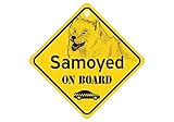 Samoyed ON BOARD カーサインボード：サモエド 乗車中 ミニサイン 吸着盤つき Made in U.S.A [並行輸入品]