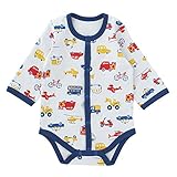 ( チャックル ) chuckle 乗り物柄 長袖 前開き ロンパース サックス 80cm P2323-80-30