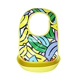 Tovadoo ベビー 食事用エプロン バナナ柄 ソフト EVA製 防水　水洗い簡単　出産祝い　プレゼント 七色入　35cm*27cm