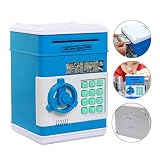 Eflar 電子コード 貯金箱 ミニATM コインも入る貯金箱 おもちゃ ギフト 誕生日プレゼント ATM銀行 子供用 ブルー 1865529