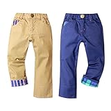 子供服 男の子 スキニー パンツ Moujonjon チェック柄 ストレッチ 男児 (1.ベージュ/95cm)