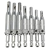 Drillpro HSS ヒンジ 蝶番 取り付け センター出し用 ドリルビット 皿ネジ 下穴用 ドリル ガイド 7PCS