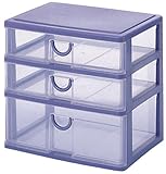 サンコープラスチック 小物収納3段 エルピス 幅34.5×奥25.5×高32.2cm ストーンブルー