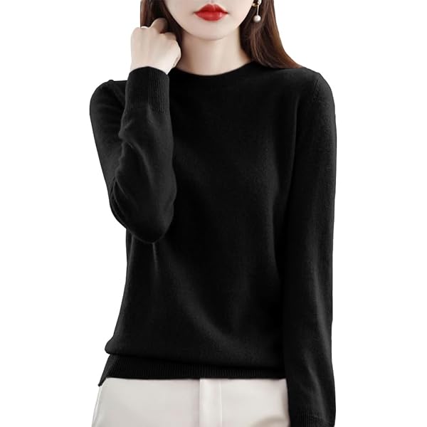 ランバン ピュア　カシミヤ100％ 長袖ニットセーター 黒【美品】 セール】 カシミヤ配色ニット プルオーバー （ニット・セーター