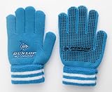 【ダンロップ】キッズのびのびニット手袋　すべり止め付き　折り返しカフス　ボーダー01 ブルー