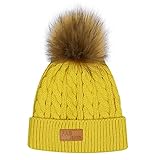 MIOIM キッズ ニット帽 ポンポン ニットキャップ フェイク ファー 厚手 防寒 ベビー ビーニー