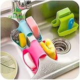 Generic Bluee : 2 Sided Kitchen Sink Bathroom Hanging Strainer Storage Holder Bag Sponge Towel Drain