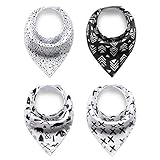 ROKE ベビー スタイ ビブ 柔らかい 4枚 セット コットン 綿100％ モノトーン よだれかけ ビブ パターン柄 ベビー 可愛い おしゃれ