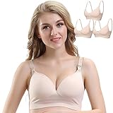 CooShco　3枚パック　BAOMOSI レディース　シームレス　授乳マタニティ　ブラ　プッシュアップ　快適睡眠　ブラレット US サイズ: S カラー: ベージュ
