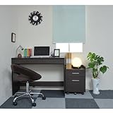 JKプラン 書斎デスクのシンプルデスク サイドキャビネット付き 幅100cm ダークブラウン SGT-0092-DB