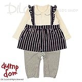(ダンプドム) dumpdomストライプスカートセパレート風長袖カバーオール/冬 80 オフホワイト
