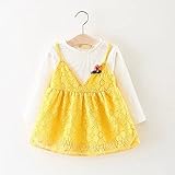 Mycu ベビー服 ワンピース 女の子 長袖 つりスカート 上着 子供服 綿 春秋 オシャレ 子供 2セット