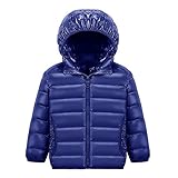 【YW】ダウンジャケット ファスナー帯帽ダウンジャケット無地のダウンジャケット (90cm, 蔵靑色)