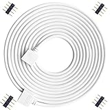 Kabenjeeユニバーサル4ピン RGB LEDテープ用5m延長ケーブル、4pin 5050/3528/2835 フレキシブルRGB LEDストリップ延長ケーブル、半田付け不要RGB LEDコネクタ