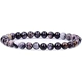 Keleny Gem Semi Precious Gemstones 6mm Round Beads Fashion Crystal Stretch Bracelet 7 Inch Unisex