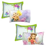 4pc Disney Tinkerbell Pillowcase Pillow Sham Set Fairies Floral Frolic Bedding Accessories [並行輸入品]
