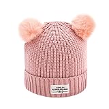 Honhuiファッションベビーボールキャップ文字暖かい冬ニットウールHemming Hats One Size レッド
