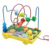 CXYP　赤ちゃんおもちゃ　ビーズコースター 　キッズ 　木製 　知育玩具 　ルーピング 　おもちゃ　指先トレーニング 　ミニ サイズ 動物模様 (A)