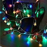 Ungfu Mall 50LED フェアリーライト 星型 電池式 ストリングライト　イルミネーションライト　結婚式・ホーム・庭園・パーティー ・クリスマス・卓上　飾り付け スター 電飾 (カラフル)