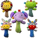 lelebe愛らしい動物新生児幼児おもちゃを落ち着かHand Rattles 5点/セット